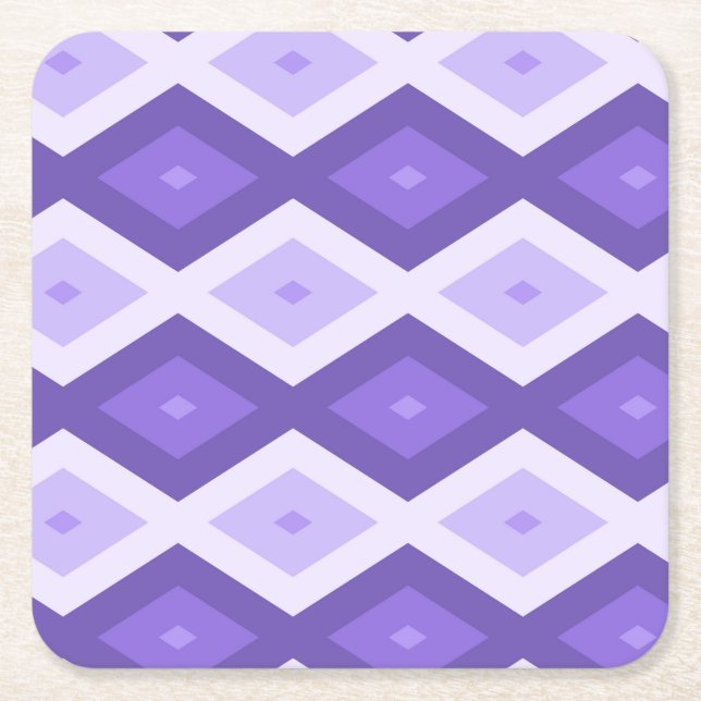Violet diamond pattern square paper coaster (Front)