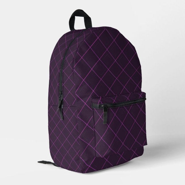 Violet Diamond Printed Backpack (Back Corner Left)