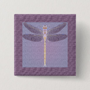 Violet Dragonfly 2 Inch Square Button