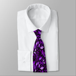 Violet Dream - Black & Purple Botanical Tie