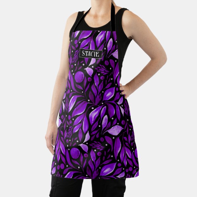 Violet Dream - Personalized Purple Botanical Apron (Insitu)