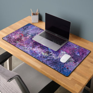 Violet Drops Abstraction Desk Mat