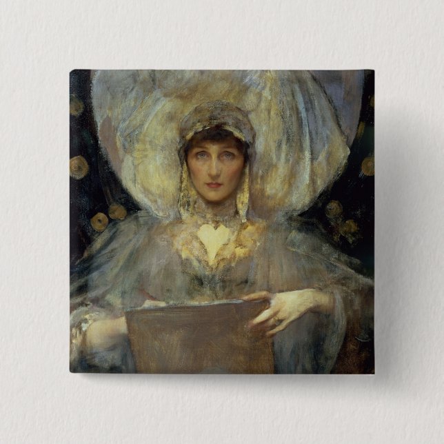 Violet, Duchess of Rutland 2 Inch Square Button (Front)