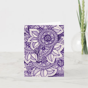Violet et blanc Damas indien Mandala Merci