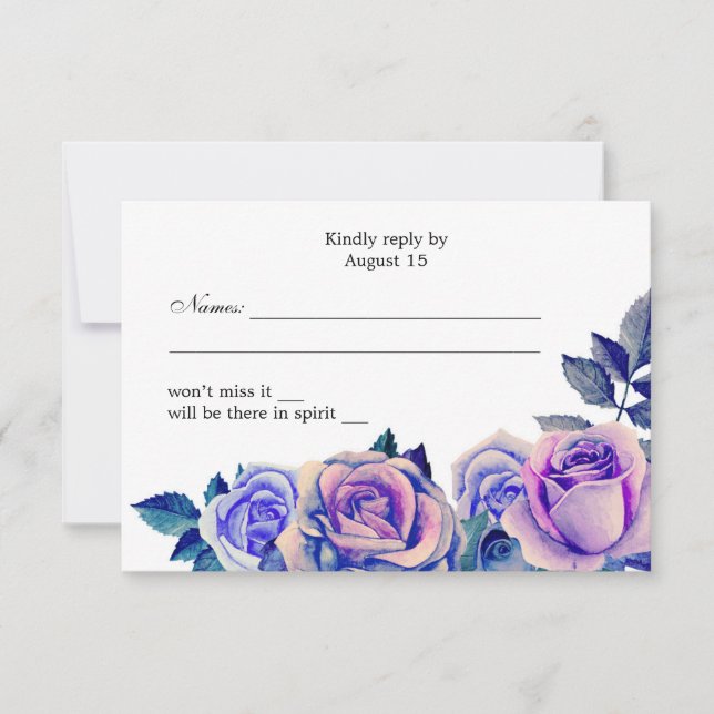Violet et bleu rose mariage rsvp réponse florale (Devant)