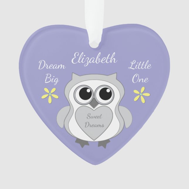 Violet et jaune avec hibou et nom de bébé (devant)