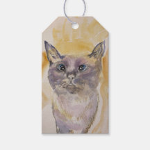 Violet et jaune, Jolie étiquette cadeau kitty