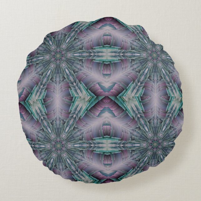 violet et vert scifi moderne Coussin rond (Dos)