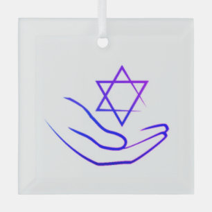 Violet / Étoile bleue de David Ornement en verre
