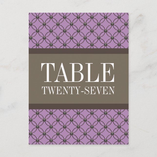Violet Fancy Lattice Numéro de table Carte postale (Devant)