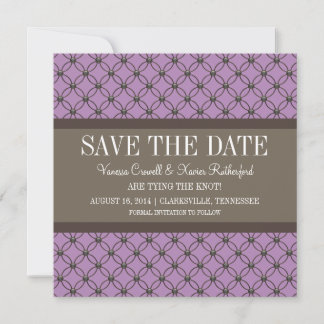 Violet Fancy Lattice Save the Date Invite