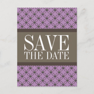 Violet Fancy Lattice Save the Date Postcard