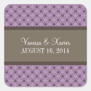 Violet Fancy Lattice Wedding Stickers