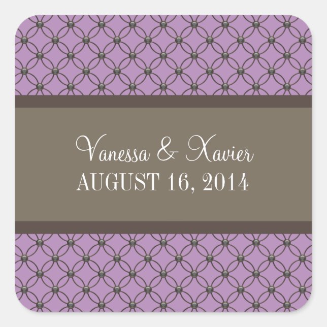 Violet Fancy Lattice Wedding Stickers (Front)