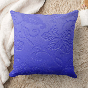 Violet Faux Embossed Leaves Pattern Throw Pillow