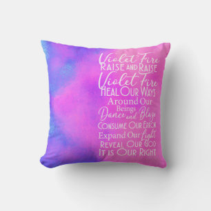 Violet Fire Inspirational Prayer Pruple Throw Pillow