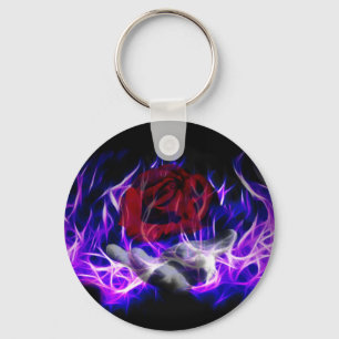 Violet flame rose and Gods hand Keychain