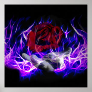 Violet flame rose and Gods hand Poster