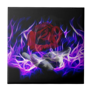 Violet flame rose and Gods hand Tile