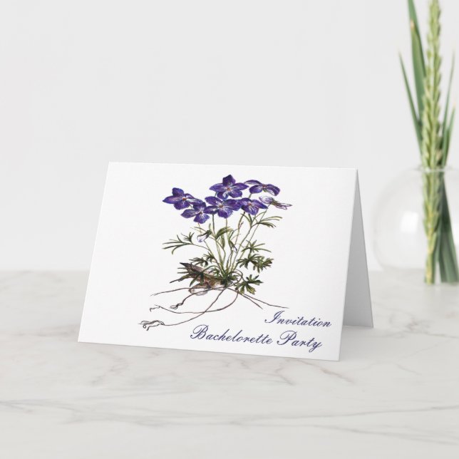 VIOLET Fleur botanique invitation Bachelorete (Devant)