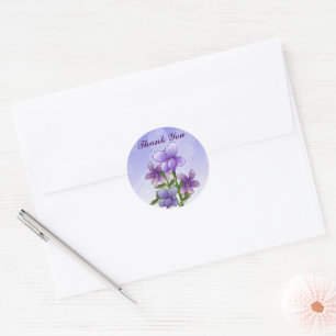 Violet fleurs merci autocollants