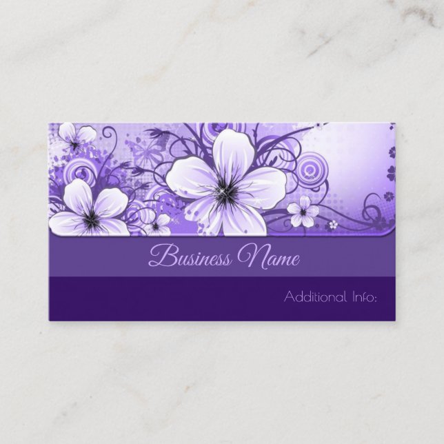 Violet Floral Carte de visite (Devant)