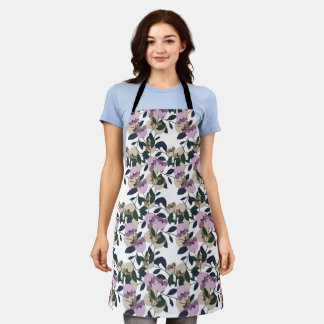 Violet floral design birthday christmas gift apron