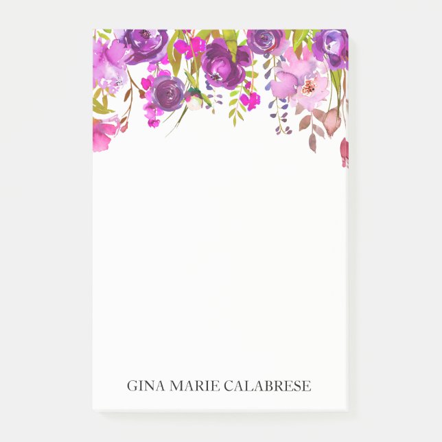 Violet Floral Draped Wreath Watercolor Notes (Front)