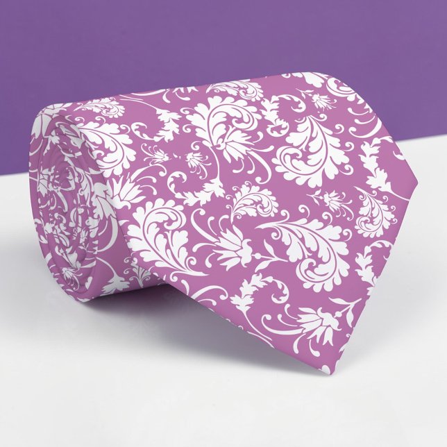Violet Floral Pattern Custom Necktie (Creator Uploaded)