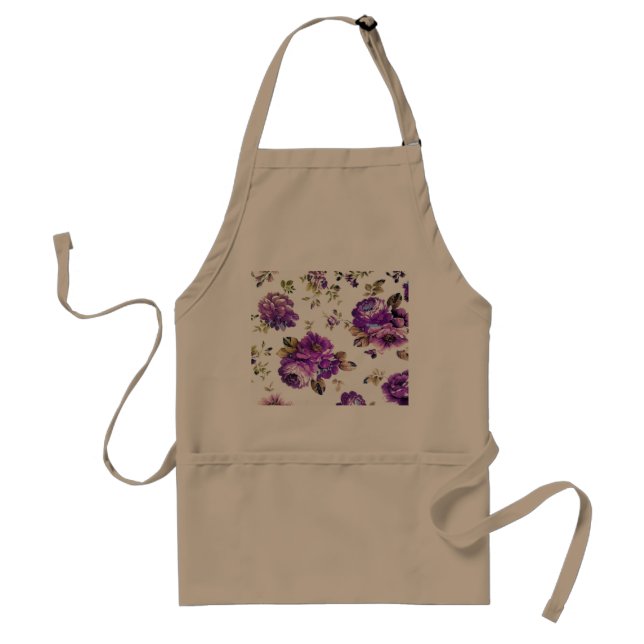 Violet Floral Pattern Standard Apron (Front)