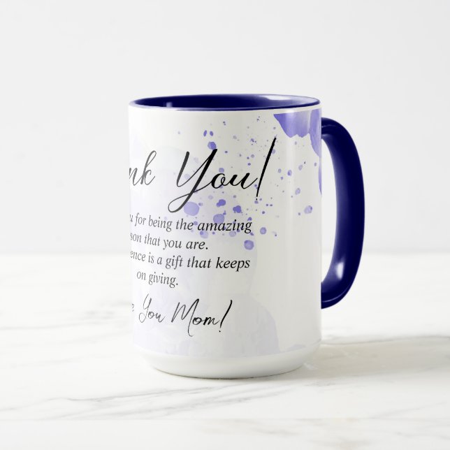 Violet Floral Thank You Mom Gift Idea Mug (Front Right)