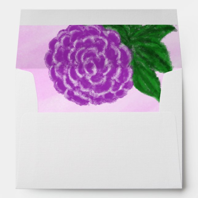 Violet Floral Watercolor Wash Wedding Envelopes (Back (Bottom))