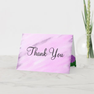 Violet Floral Watercolor Wedding Thank You Card