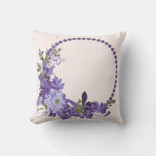 Violet Florals Throw Pillow