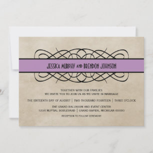 Violet Flourish Border Wedding Invitation