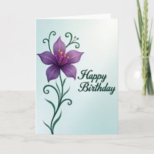 Violet Flower Birthday Card