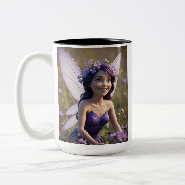 Violet Flower Fairy  Two-Tone Coffee Mug (Left)