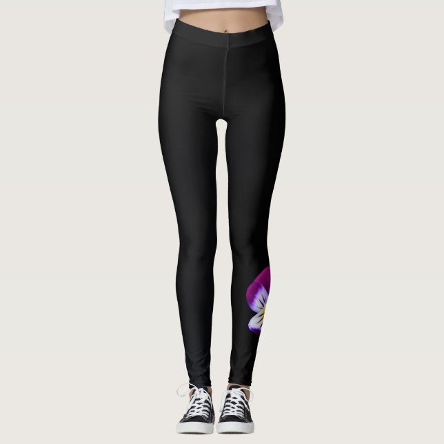 Violet Flower lecna Leggings (Front)