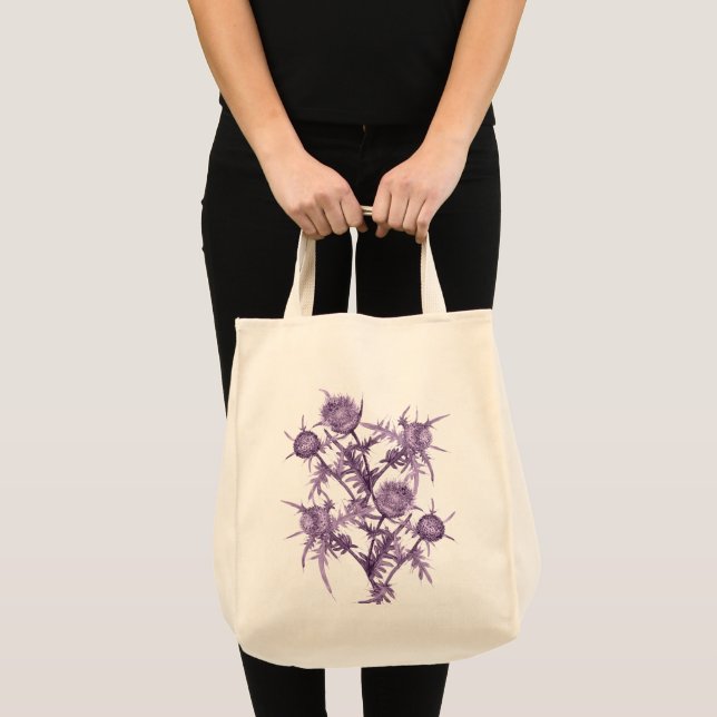 violet flower pattern tote bag (Front (Product))