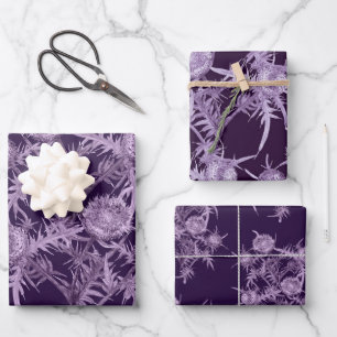 violet flower pattern wrapping paper sheet