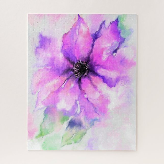 Violet Flower Puzzle Painting (Vertical)