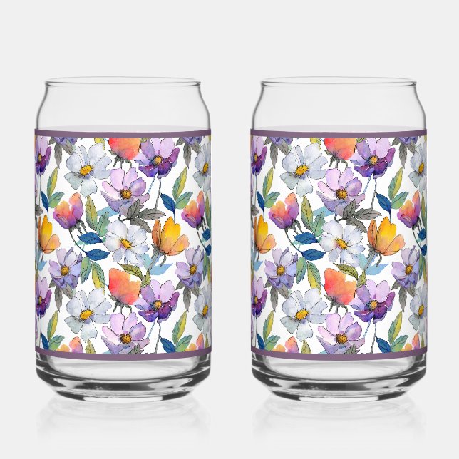 Violet Flower Soda Glass (Front)