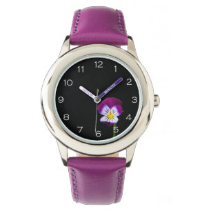 Violet Flower White Numbers Kids cn Watch