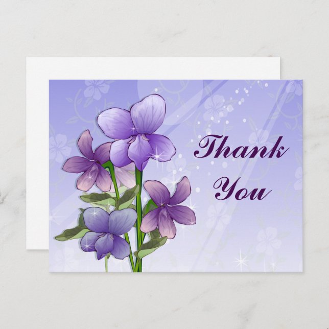 Violet flowers art print thank you postcard (Front/Back)