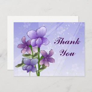 Violet flowers art print thank you postcard