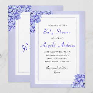 Violet Flowers Baby Girl Shower Invitation Catd