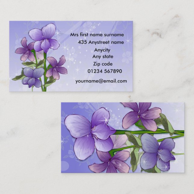 Violet Flowers floral Business Card (Front/Back)