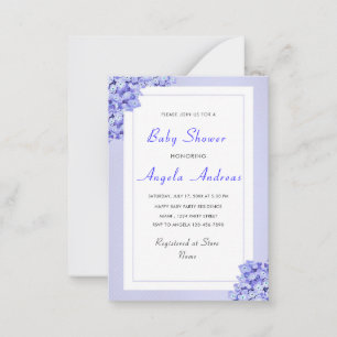 Violet Flowers Framed Baby Girl Shower Invitation