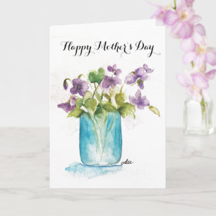 Violet Flowers in a Jar - Mother's Day Card 