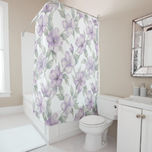 Violet flowers on white pattern